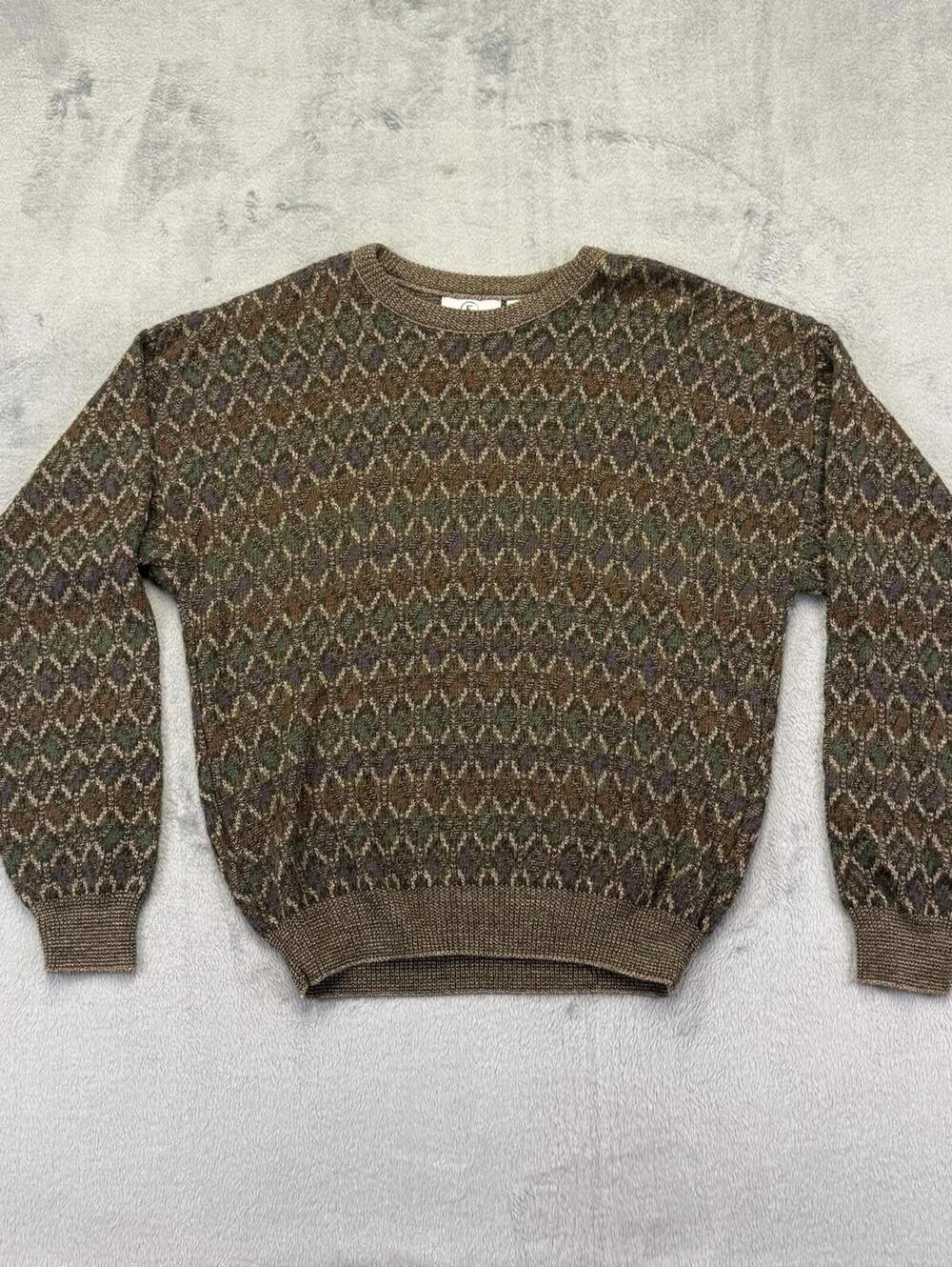 Farah Vintage Men's Geometric Diamond Pattren Kint Sweater